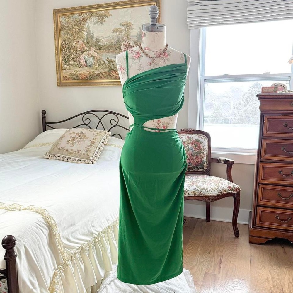 shein green cutout midi dress‎ size small